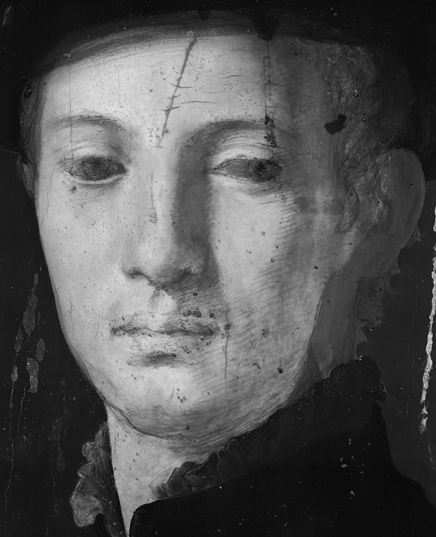 Portrait of a Young Man (detail of the face), Bronzino